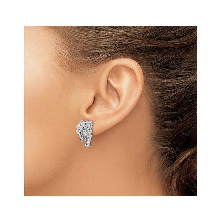 Sterling Silver Cheetah Earrings with Cubic Zirconia (CZ)s Image 3