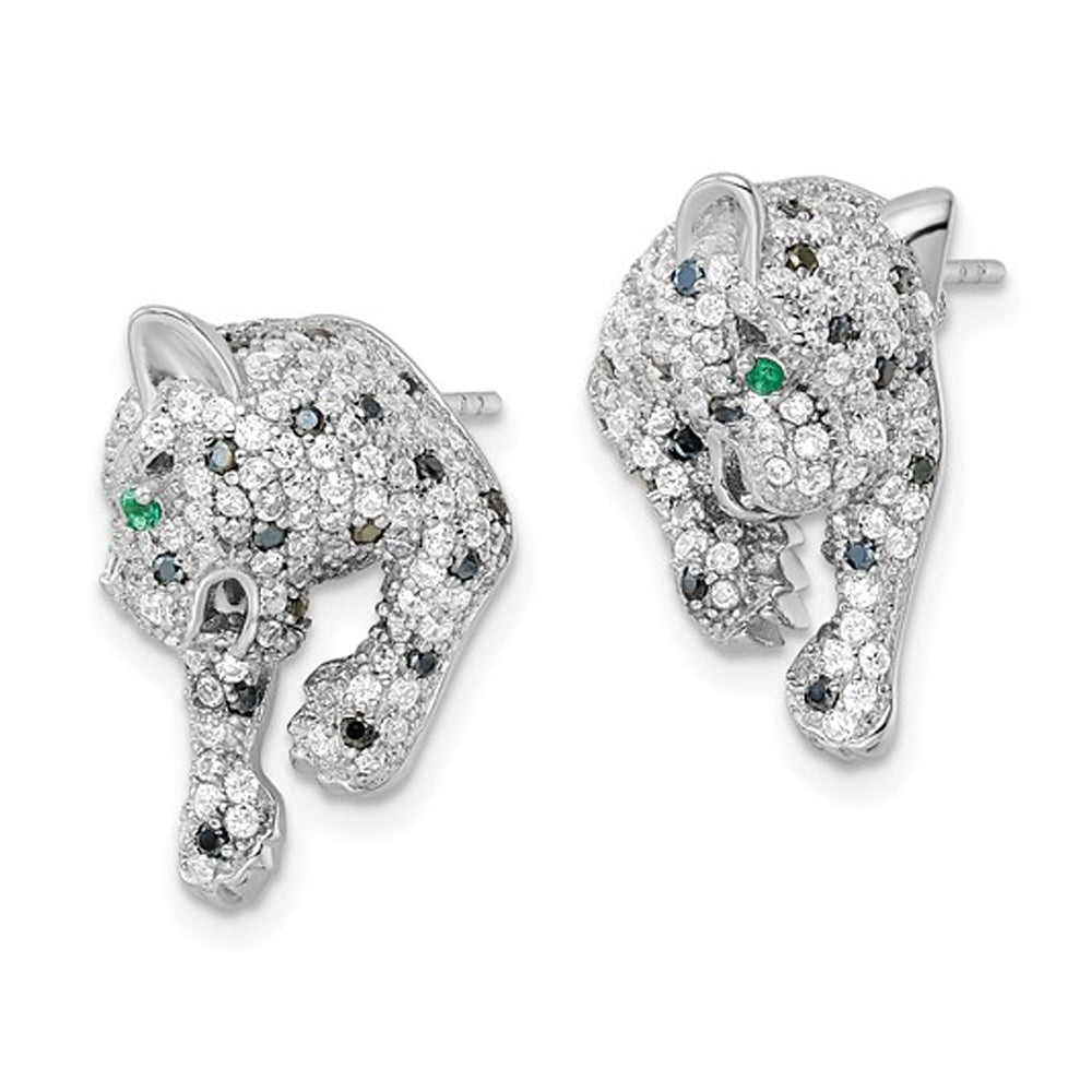 Sterling Silver Cheetah Earrings with Cubic Zirconia (CZ)s Image 4