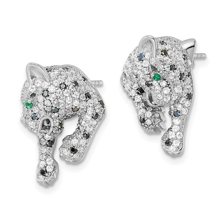 Sterling Silver Cheetah Earrings with Cubic Zirconia (CZ)s Image 4