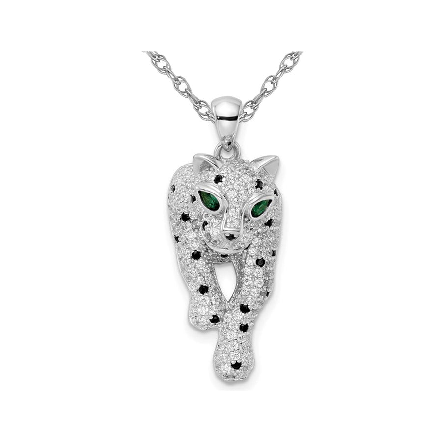 Sterling Silver Cheetah Pendant Necklace with Cubic Zirconia (CZ)s with Chain Image 1