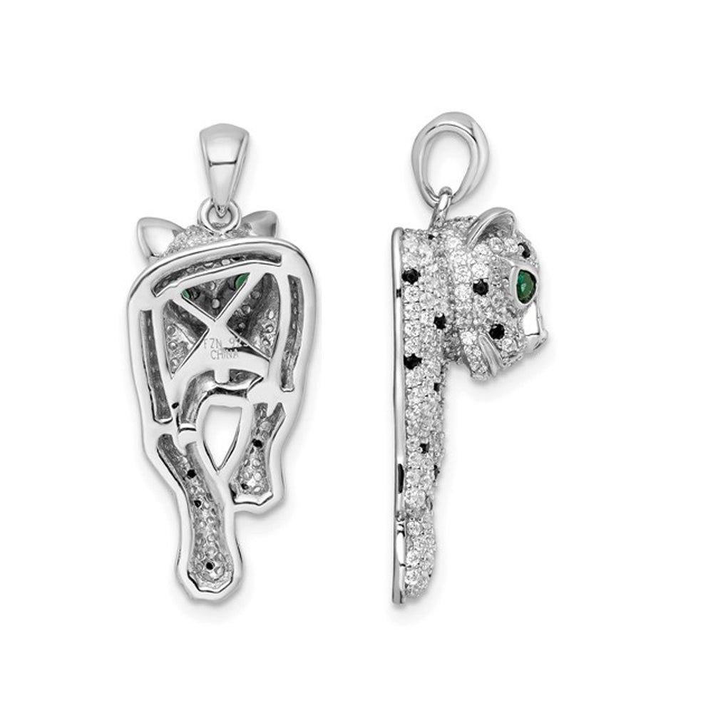 Sterling Silver Cheetah Pendant Necklace with Cubic Zirconia (CZ)s with Chain Image 2