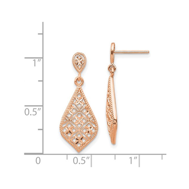 14K Rose Pink Gold Dangle Drop Earrings Image 4