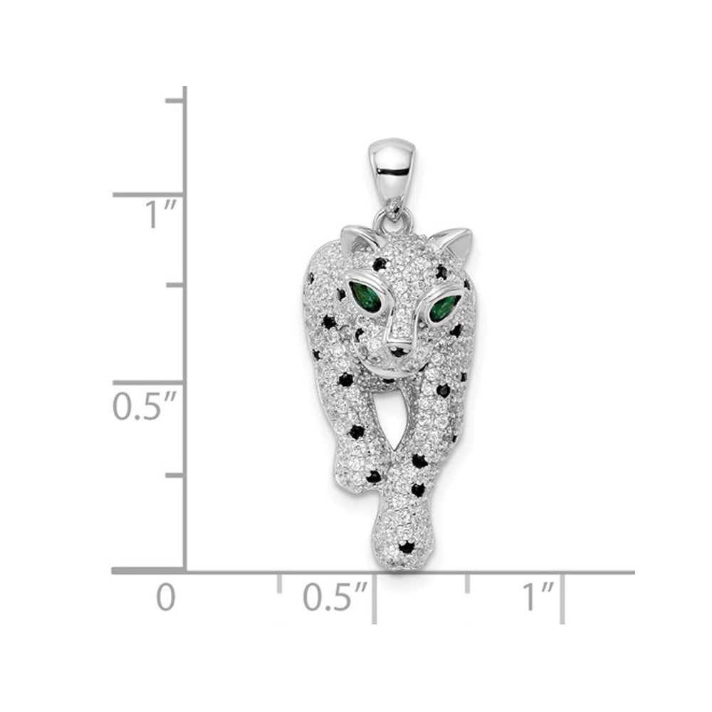 Sterling Silver Cheetah Pendant Necklace with Cubic Zirconia (CZ)s with Chain Image 3