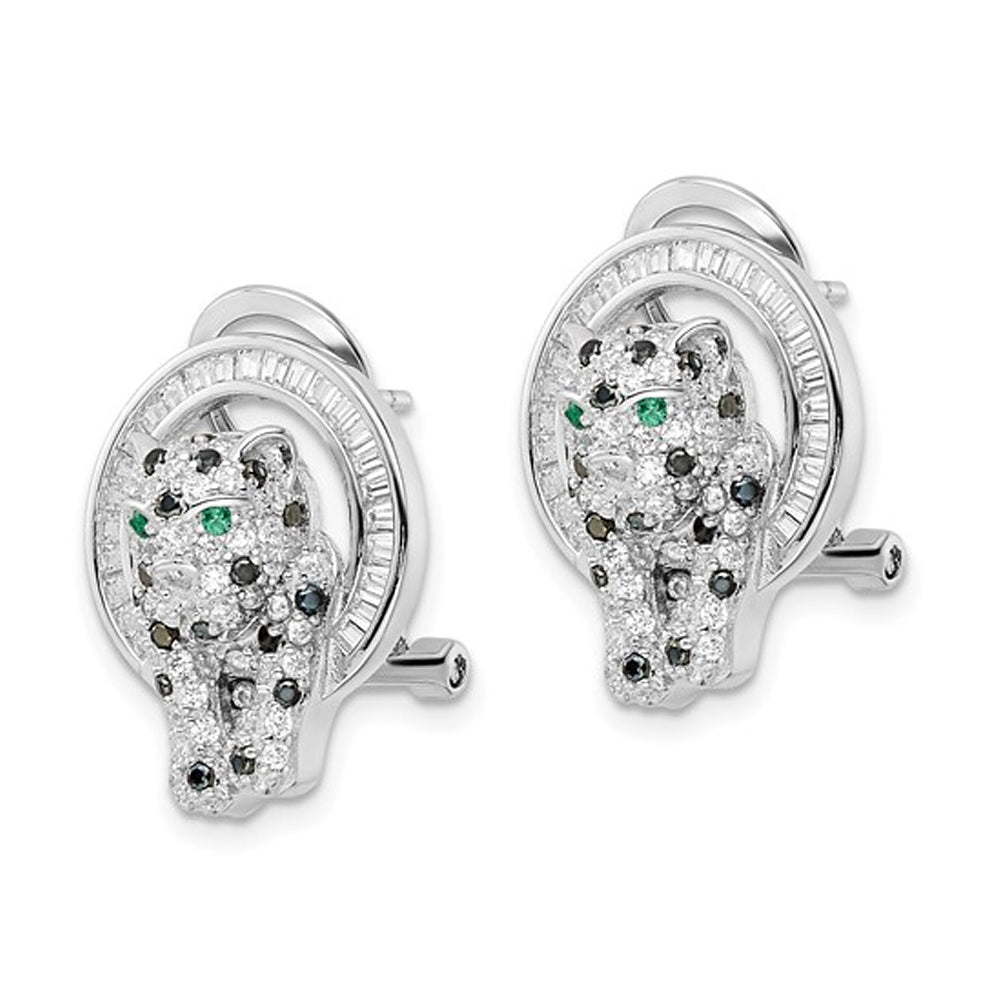 Sterling Silver Cheetah Circle Earrings with Cubic Zirconia (CZ)s Image 2