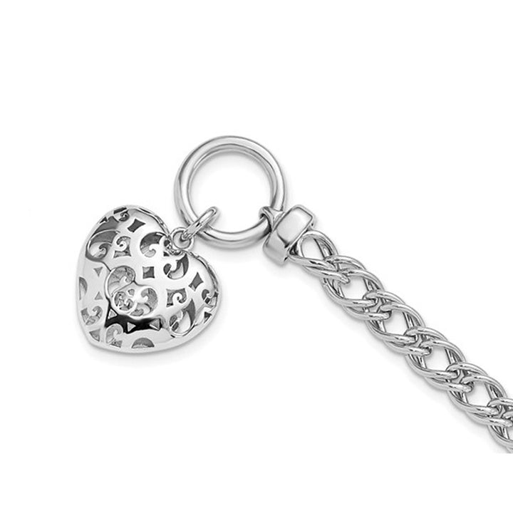 Sterling Silver Toggle Heart Basket Charm Bracelet Image 3