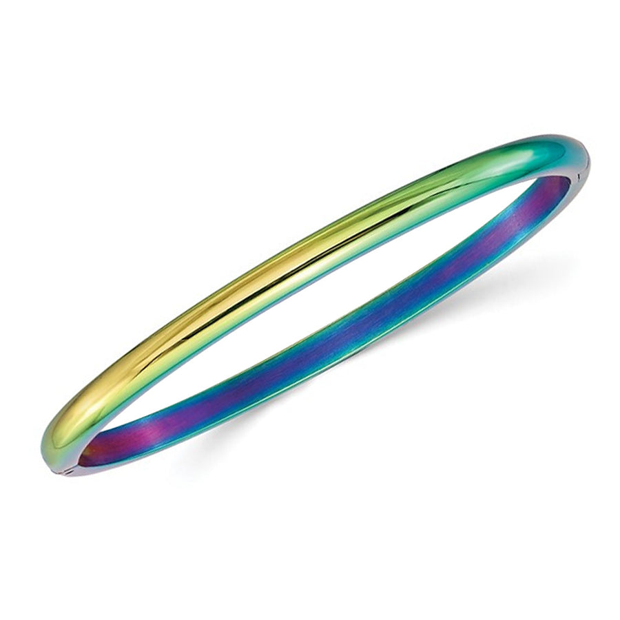 Stainless Steel Rainbow Plated Bangle Bracelet (4mm) Image 1