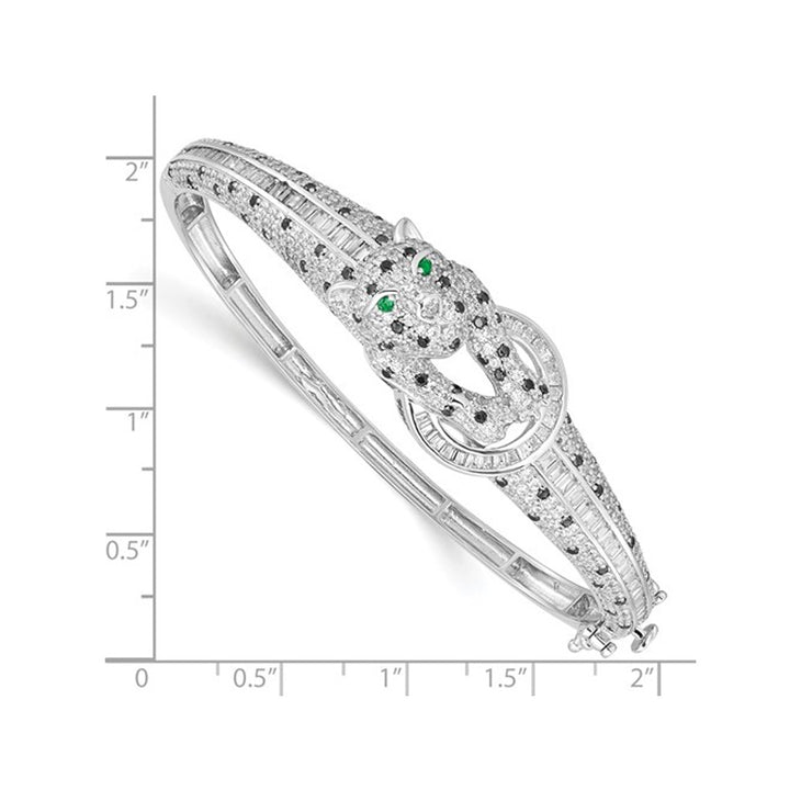Cheetah Hinged Bangle Bracelet in Sterling Silver with Cubic Zirconia (CZ)s Image 4