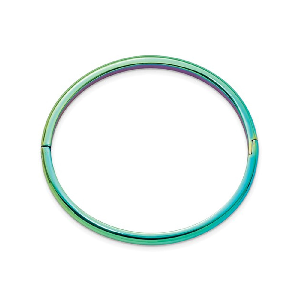 Stainless Steel Rainbow Plated Bangle Bracelet (4mm) Image 3