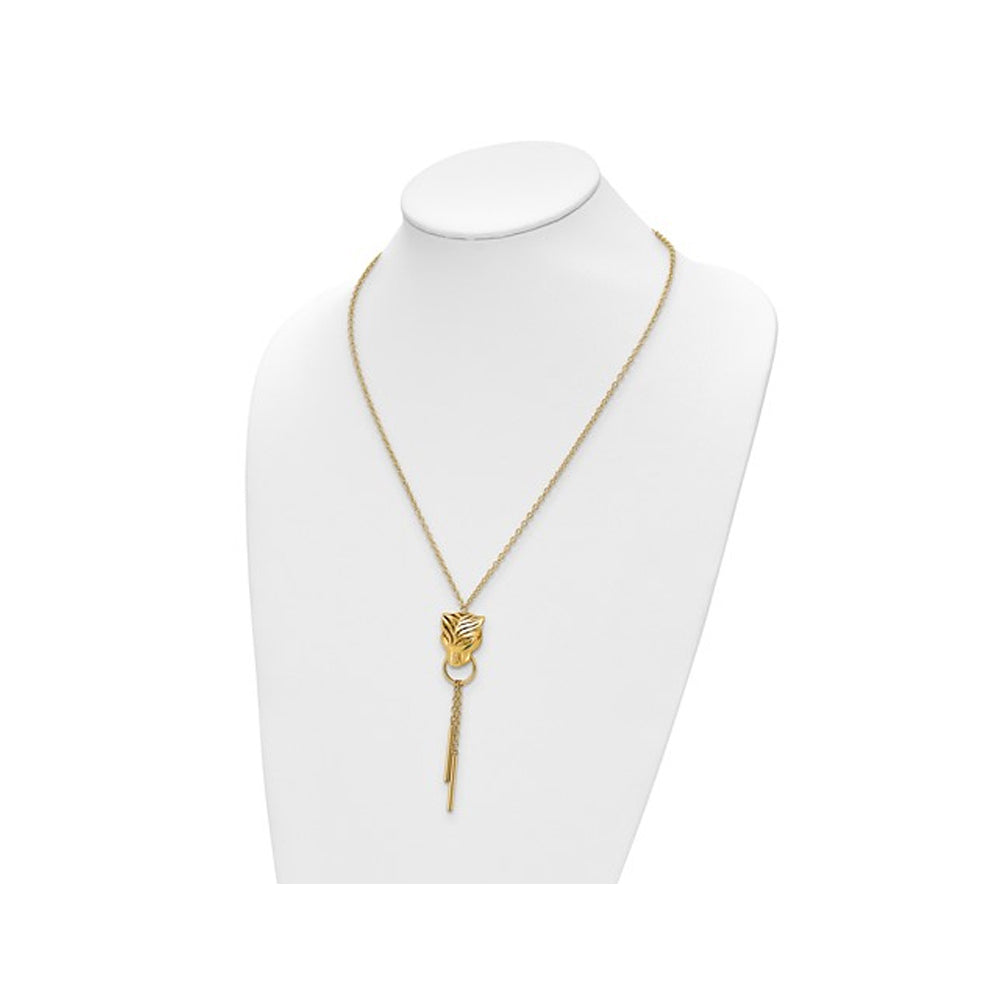 14k Yellow Gold Tiger Y-Drop Necklace with Chain (18.25 inches) Image 2