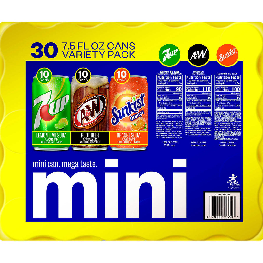 7UPAandWSunkist Mini Can Variety Pack7.5 Fluid Ounce (Pack of 30) Image 2