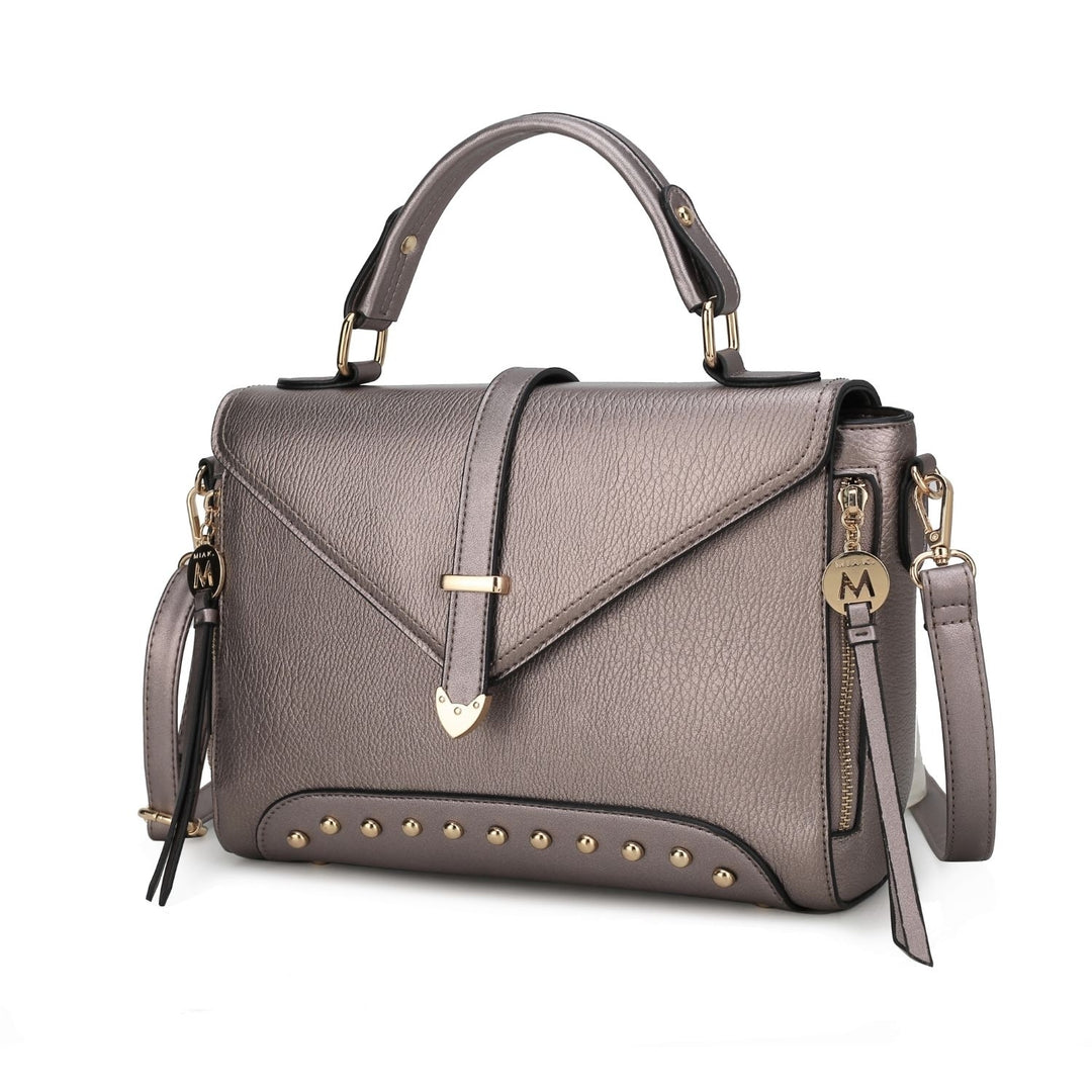 Angela Vegan Leather Womens Satchel Handbag by Mia K Image 7