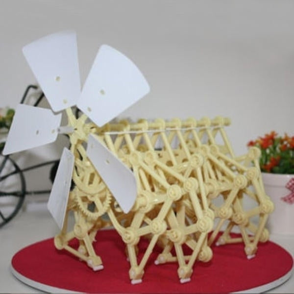 Wind Powered Walking Walker Windmill Mini DIY Model Building Kit Toy Gift Image 3