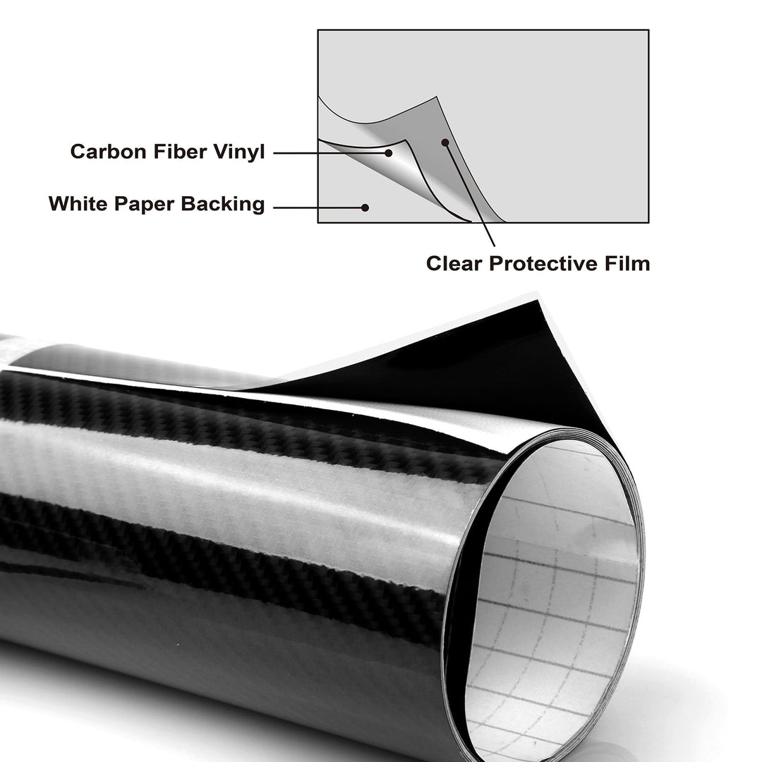Black 7D Carbon Fiber Car Wrap High Gloss Vinyl Wrap Film Roll Bubble Free Air Release for Cars Laptops Phones Image 3