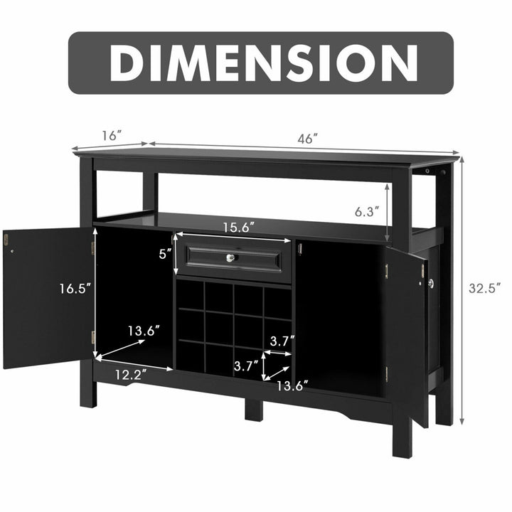 Storage Buffet Sever Cabinet Sideboard Table Wood Wine Rack Image 2