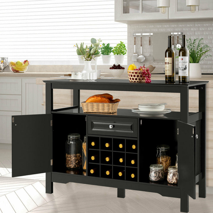 Storage Buffet Sever Cabinet Sideboard Table Wood Wine Rack Image 4