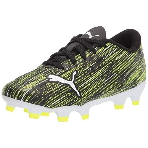 PUMA Ultra 4.2 FG/AG Jr Soccer Shoes Black White Yellow Alert Size Kids Image 1