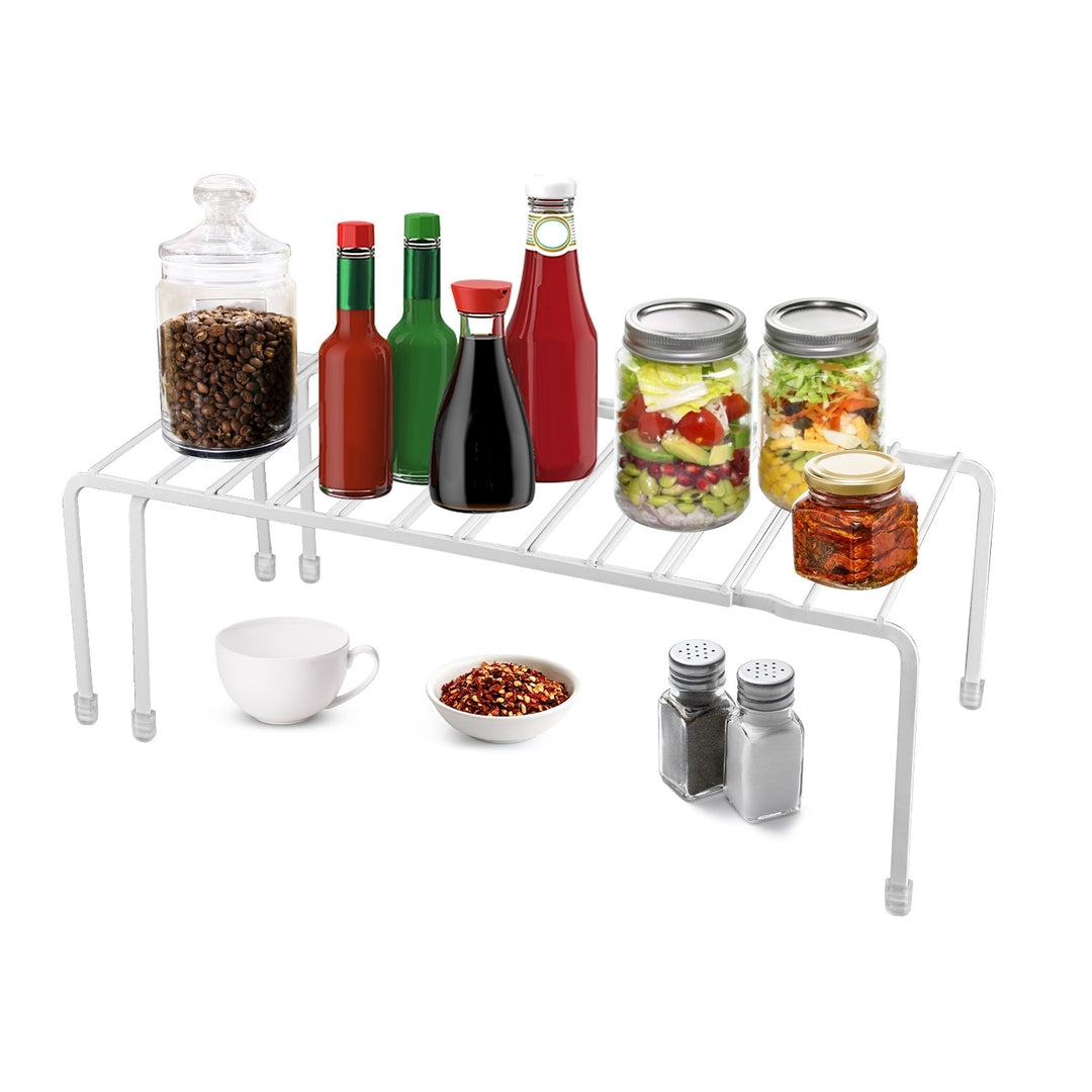 Expandable Kitchen Counter Metal Stackable Cabinet Shelf Bathroom Organizer Rack Holder Image 3