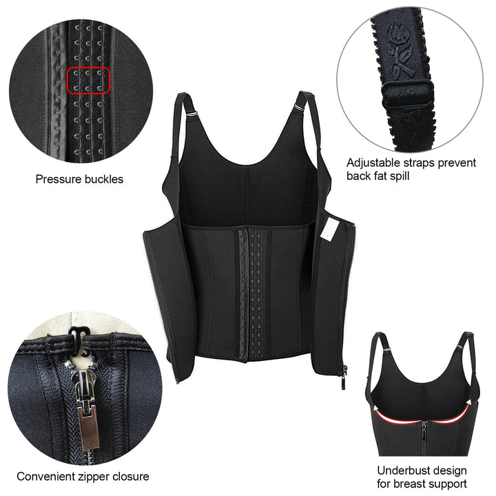 Zippered Waist Trainer Corset Waist Tummy Control Body Shaper Cincher Back Support with Adjustable Straps for Women Image 3