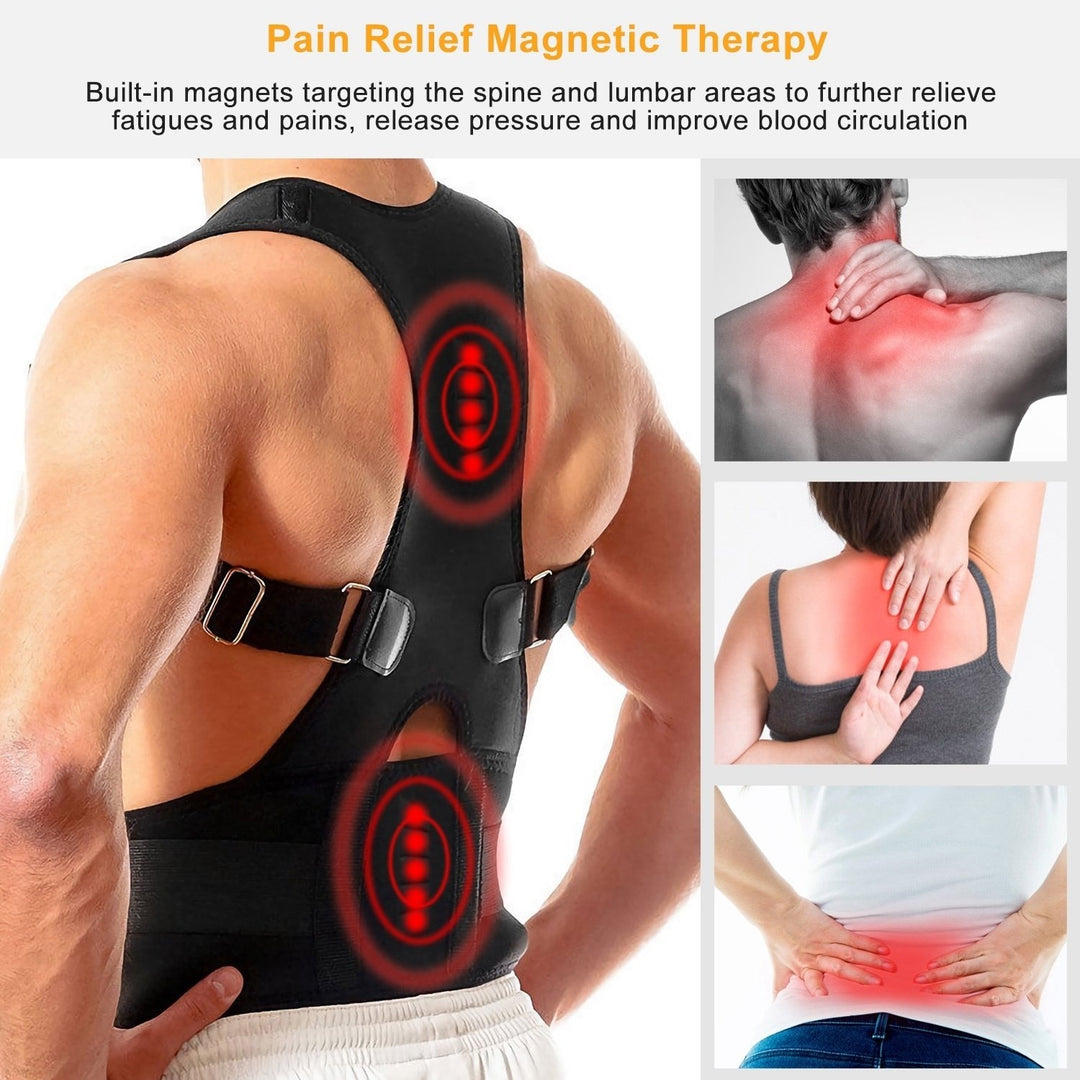 Unisex Magnetic Back Posture Corrector Adjustable Support Belt S/M/L/XL Neoprene Image 4