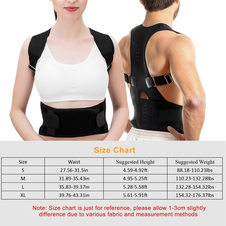 Unisex Magnetic Back Posture Corrector Adjustable Support Belt S/M/L/XL Neoprene Image 4