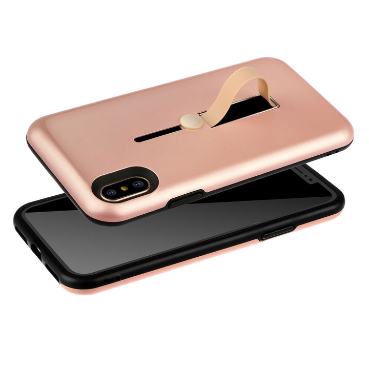 Finger Strap Phone Case for iPhone X Drop Protection Finger Ring Rugged Phone Case with Kickstand Dual Layer Case Image 1