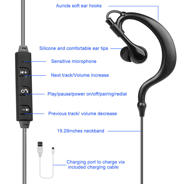 Wireless Headsets V4.1 Sport In Ear Stereo Headphones Sweat-proof Neckband Earbuds Image 7