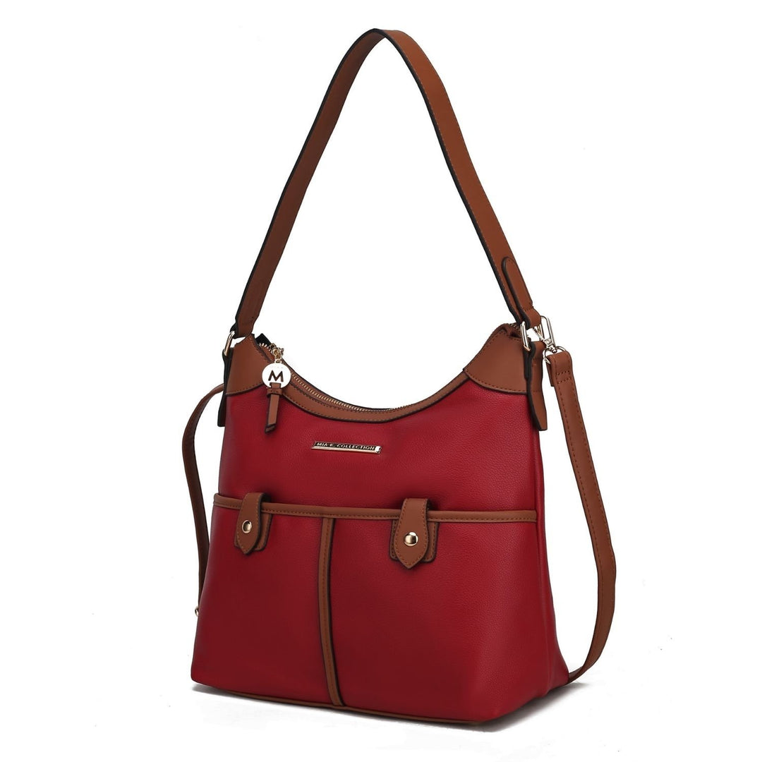 Harper Vegan Color Block Leather Womens Shoulder Handbag by Mia K Image 1
