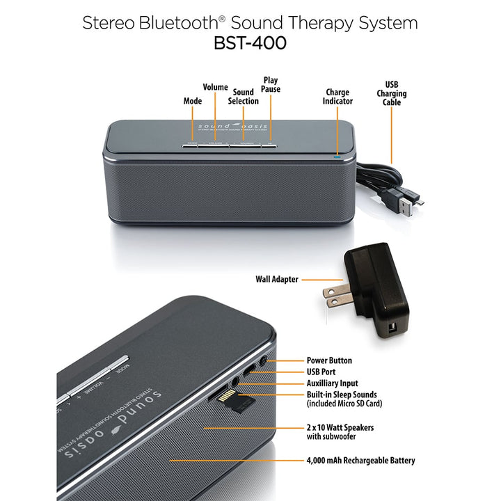 Sound Oasis Stereo Bluetooth Sound Therapy System Image 3