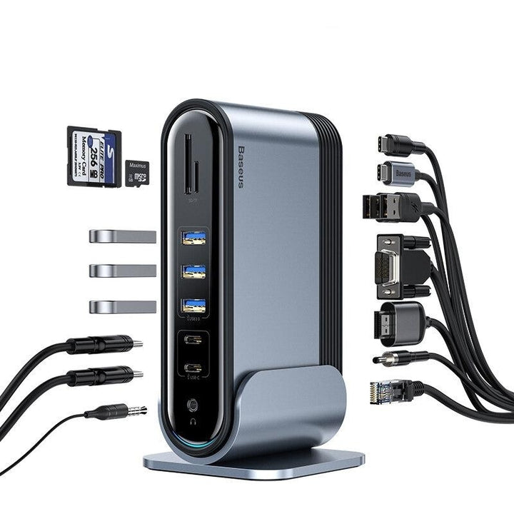 16 In 1 USB-C Hub Docking Station Adapter with HD Display Port VGA RJ45 Internet Port 3.5mm Audio Jack Image 1