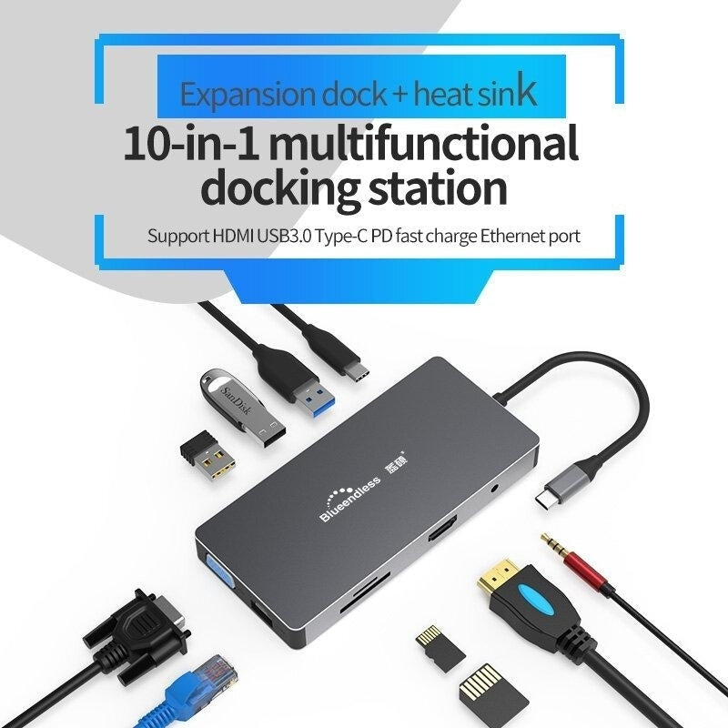 10 In 1 USB-C Hub Docking Station Adapter Image 2
