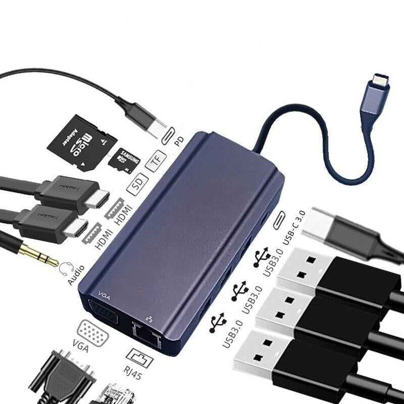 12 In 1 Triple Display USB-C Hub Docking Station Adapter with 4K HDMI HD Display Image 2