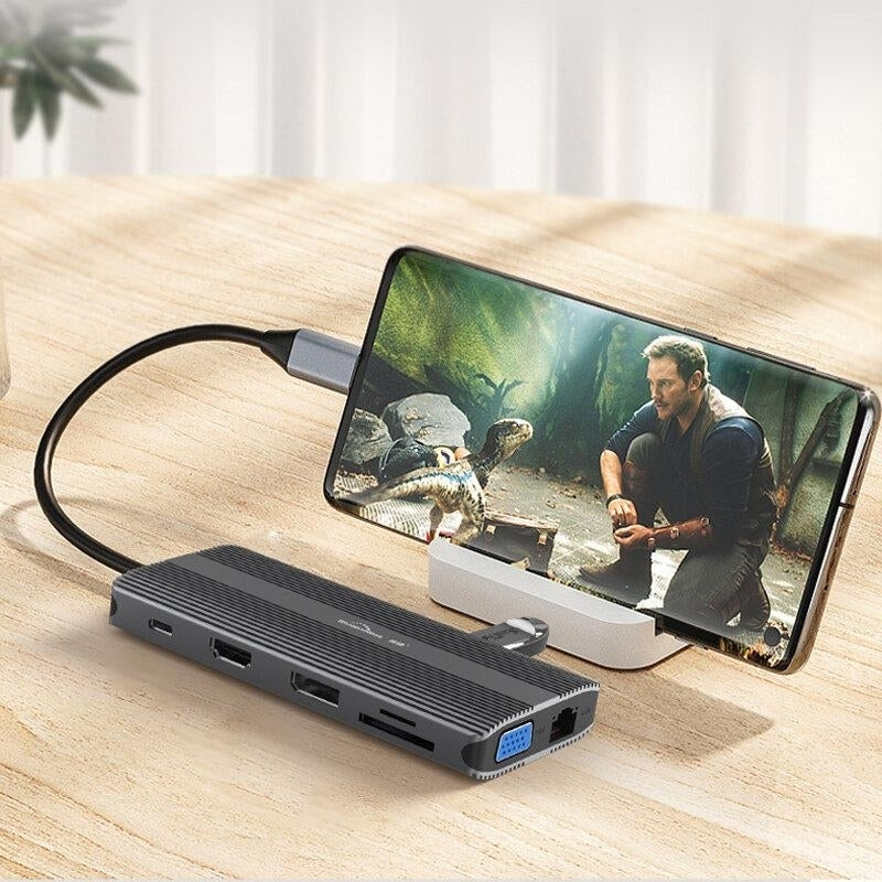 12-in-1 Triple Display USB-C HUB Docking Station Adapter With 4K HDMI 4K DP 1080P VGA 100W USB-C PD Power Delivery Image 3