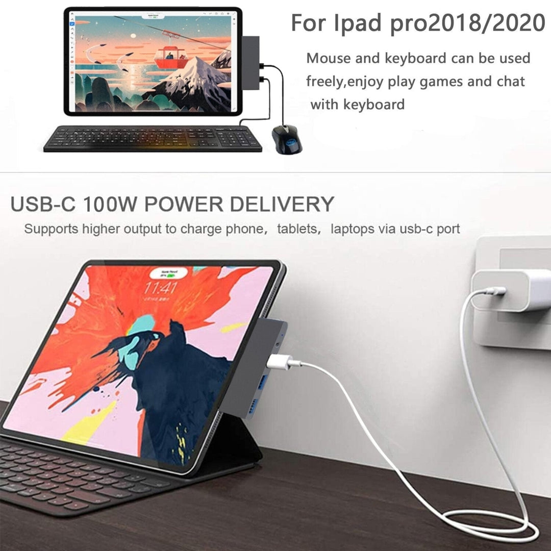 5 In 1 USB-C Docking Station Adapter With 4K 60HZ HDMI HD Display Support Data Transmission 100W USB-C PD3.0 Power Image 6