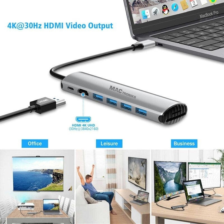 8 In 1 USB-C Hub Docking Station Adapter with 4K HDMI HD Display 60W USB-C PD 4  USB 3.0 Memory Card Readers Image 3
