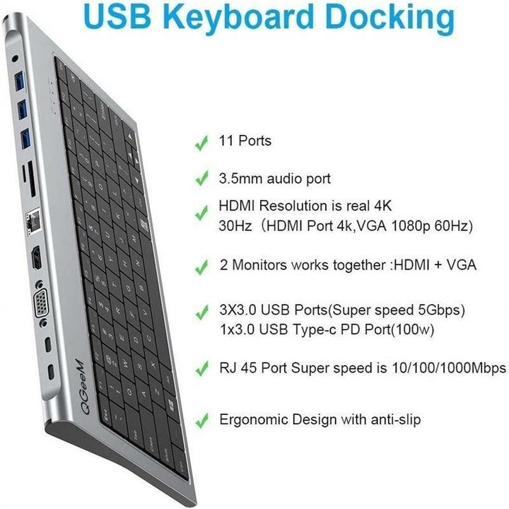 Aluminum Alloy Keyboard + 11 In 1 USB-C Hub Docking Station Adapter With 4K HDMI HD Display 1080P Power Deliver Image 4