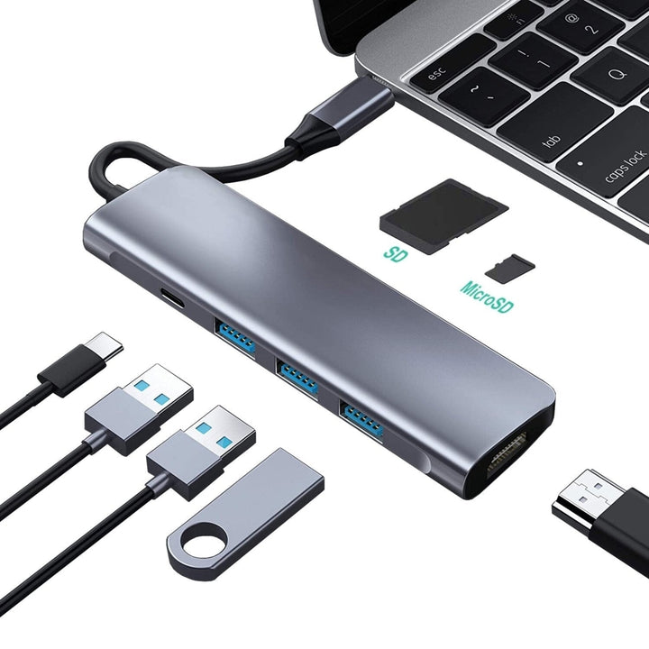 USB C HUB Docking Station Type C to HDMI Adapter Converter With 60W PD Power Delivery USB3.03 4K HDMI Memory Card Image 2