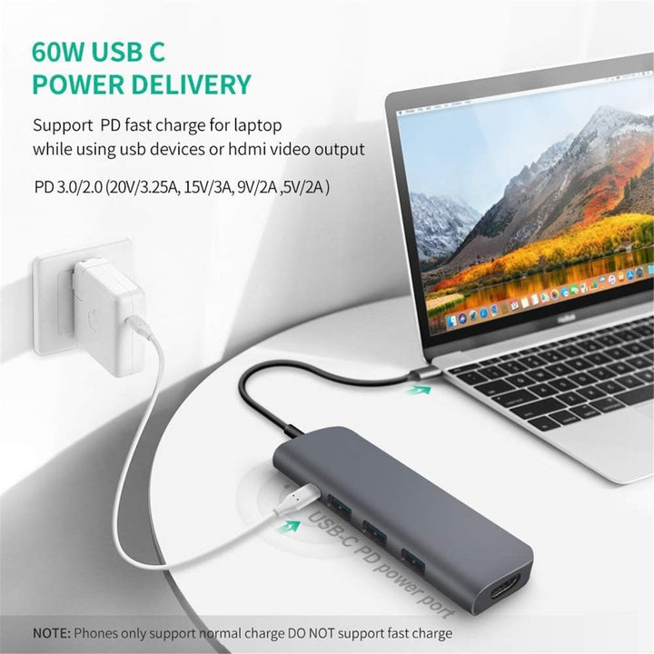 USB C HUB Docking Station Type C to HDMI Adapter Converter With 60W PD Power Delivery USB3.03 4K HDMI Memory Card Image 4