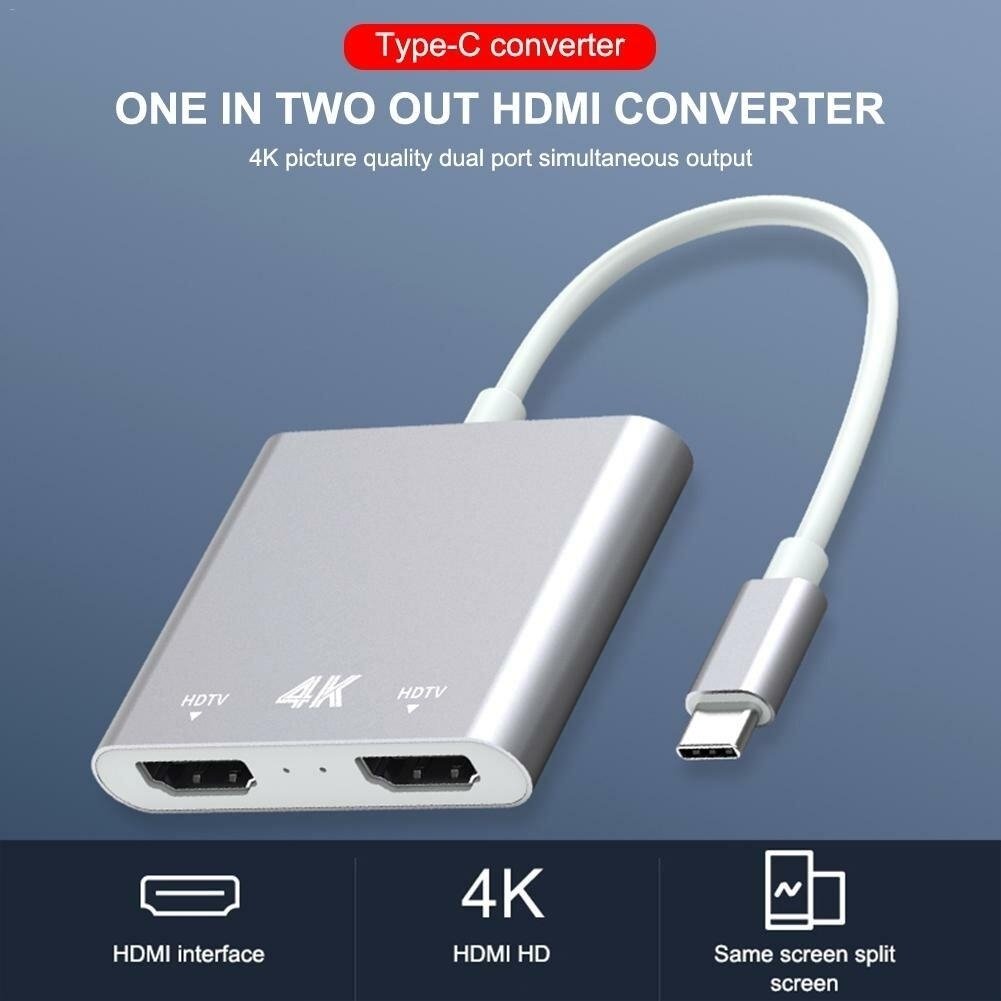 USB-C to Dual HDMI Adapter Converter Support Mirror Mode Expanded Mode For Smart Phone Tablet Laptop Image 3
