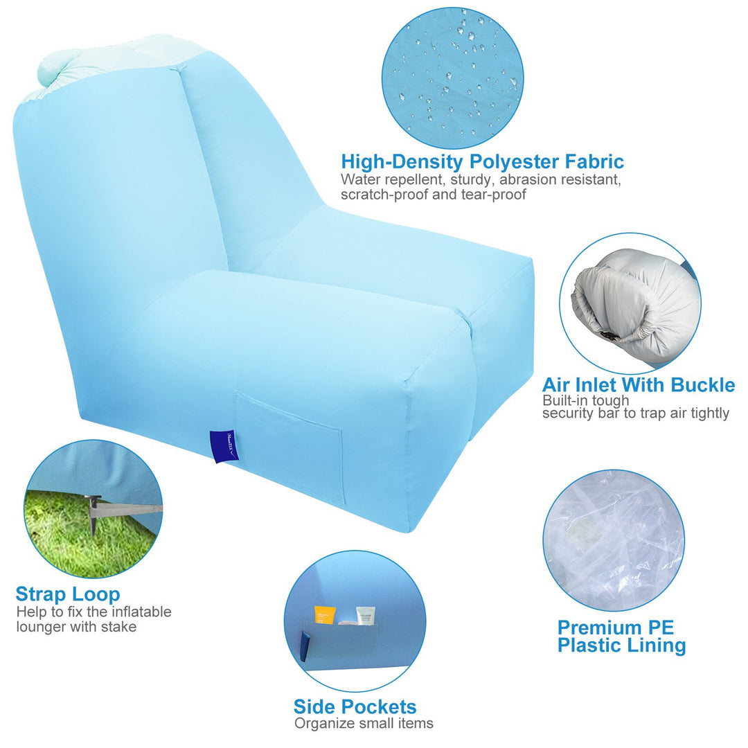 Inflatable Lounger Air Sofa Chair Couch Portable Organizing Bag Waterproof Anti Leakage Image 2