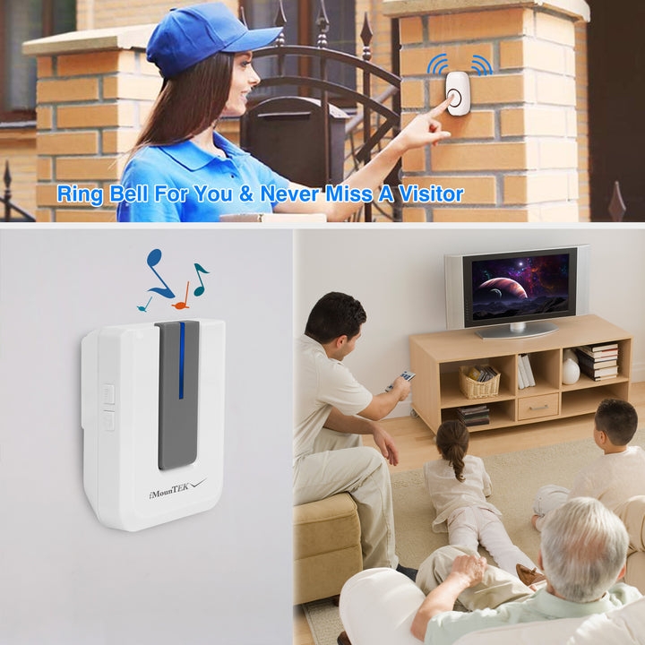 Wireless Doorbell Chime 1000FT Range Waterproof 52 Melodies Gold ABS Image 4