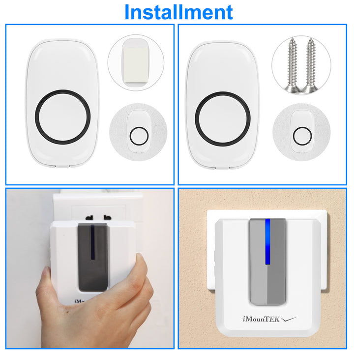 Wireless Doorbells Rings 1000FT Operating Range IP44 Waterproof Door Chime 52 Melodies Image 8