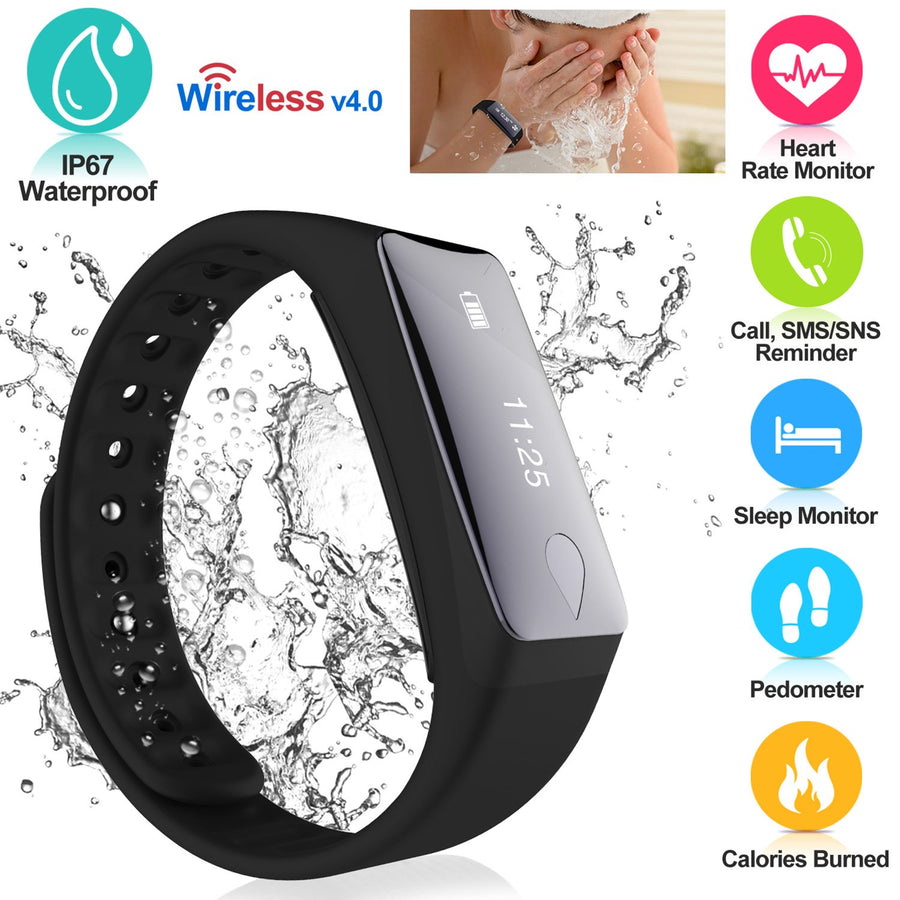 Fitness Tracker Activity Tracker Watch with Heart Rate Monitor IP67 Waterproof Smart Band Step Counter Calorie Counter Image 1