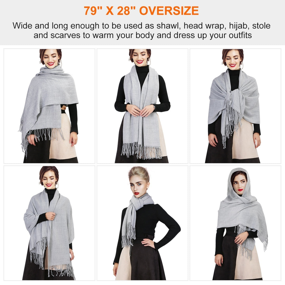 Mens Womens Oversize Cashmere Wool Shawl Wraps Blanket Winter Solid Scarf Soft Pashmina Image 3
