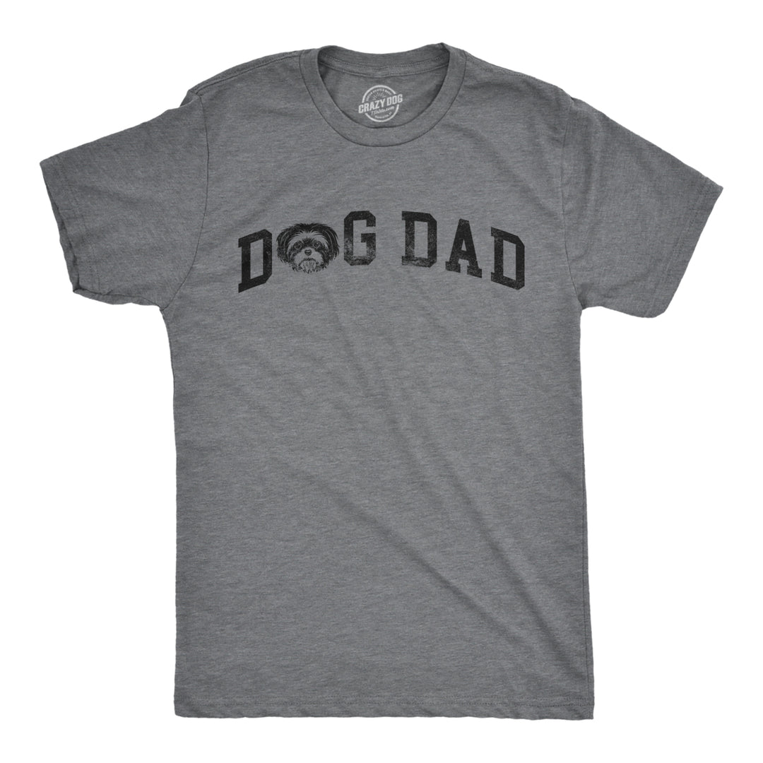 Mens Dog Dad Shih Tzu T Shirt Funny Cute Puppy Pet Shih Tzus Lover Tee For Guys Image 1