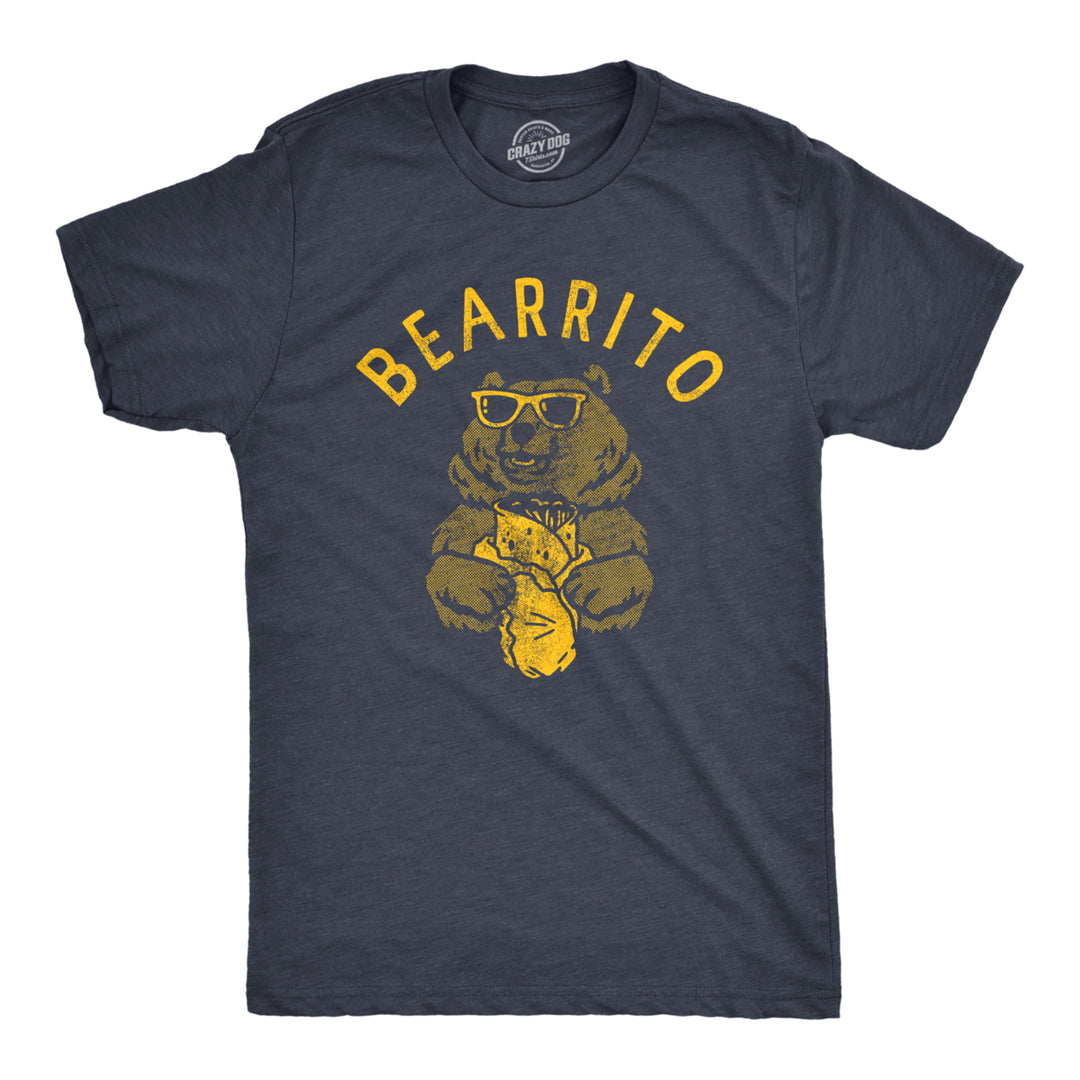 Mens Bearrito T Shirt Funny Sarcastic Bear Burrito Mexican Food Tee For Guys Image 1