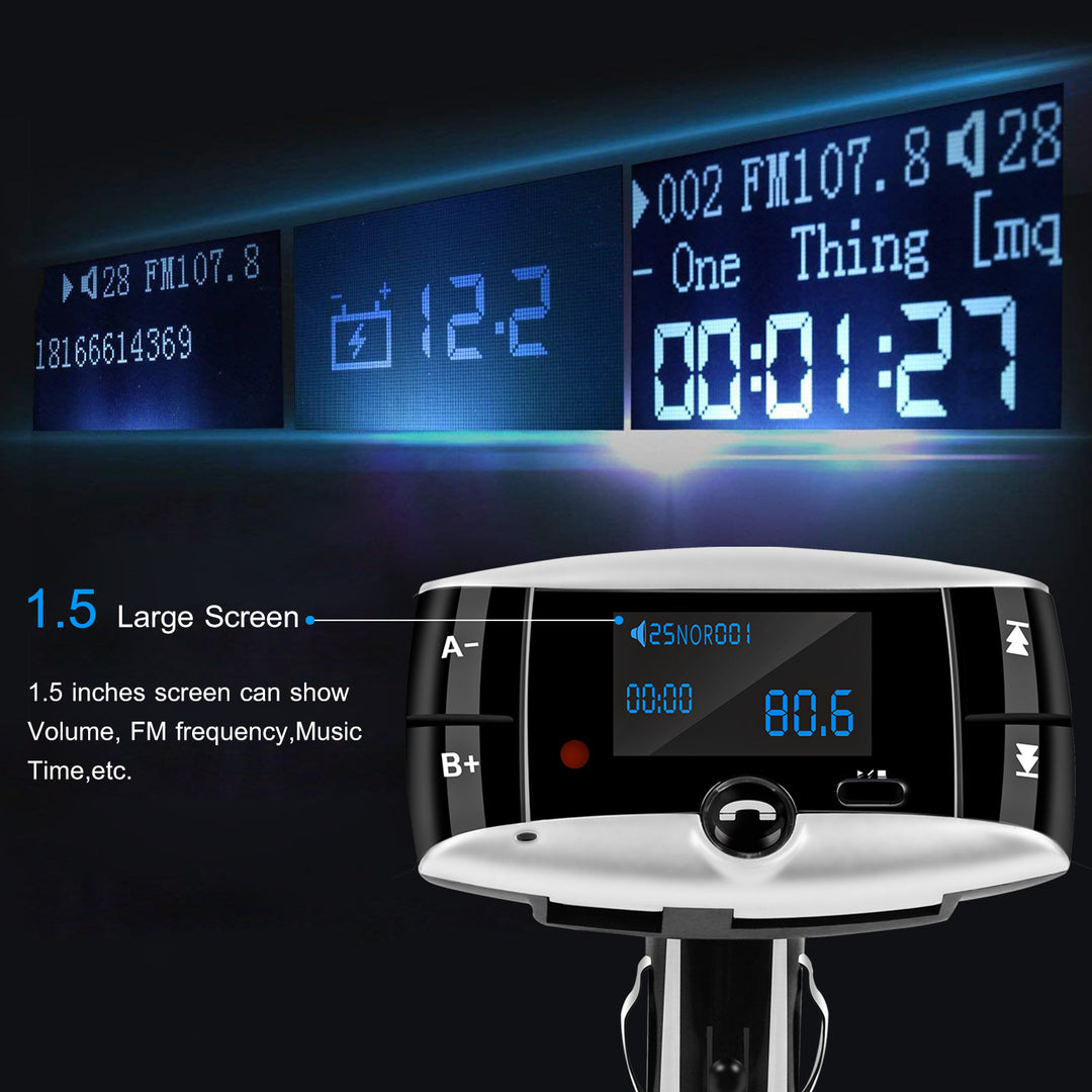 Car Wireless FM Transmitter USB Charger Handsfree Call MP3 Player SD Card Reading Aux in LED Display Remote Controller Image 4