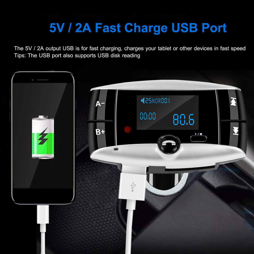 Car Wireless FM Transmitter USB Charger Handsfree Call MP3 Player SD Card Reading Aux in LED Display Remote Controller Image 6