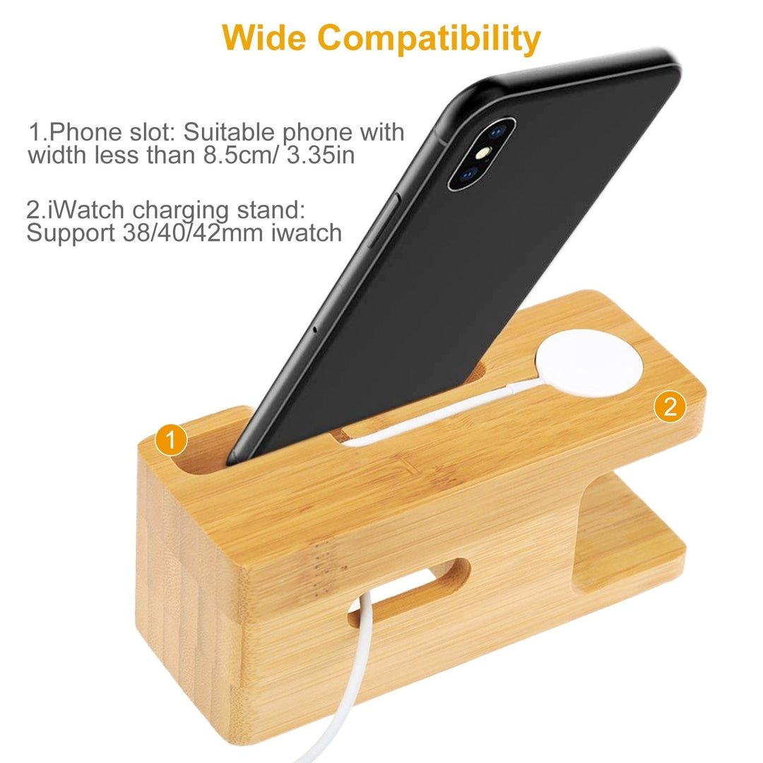 Bamboo Wood Charging Stand for Apple Watch 42mm 38mm Universal Phone Holder Stand Docking Station Image 4