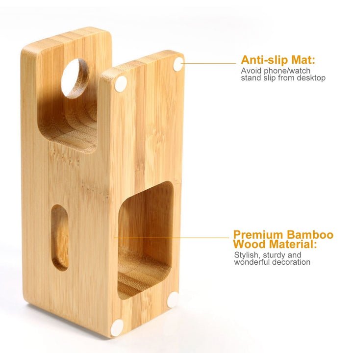 Bamboo Wood Charging Stand for Apple Watch 42mm 38mm Universal Phone Holder Stand Docking Station Image 7