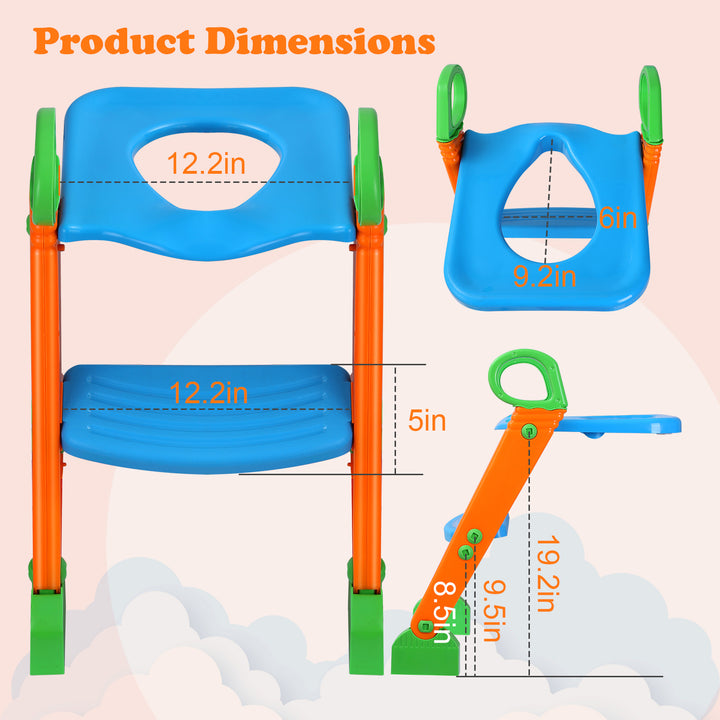 Potty Training Toilet Seat Steps Stool Ladder For Children Baby Foldable Splash Guard Toilet Trainer 132LBS Max Load Image 4